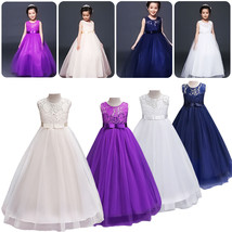 Flower Girls Chiffon Princess Sleeveless Wedding Bridesmaid Pageant Formal Dress - £17.57 GBP