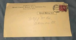 Mt Carroll Mutual Fire Insurance Co Postcard Addressed To Morrison Il 1923 - $16.82