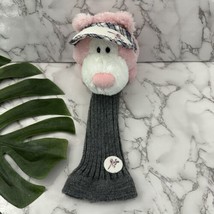 Gund Life Bogey Golf Club Head Cover Plush Stuffed Bear Pink Gray Breast... - $25.73