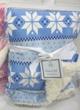 Christmas Elements Of Style Snowflake Baby Boys Blue Sherpa Baby Blanket - £11.91 GBP