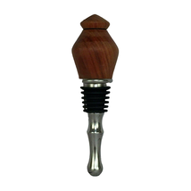 Wood Turned Handcrafted Wine Bottle Stopper Rubber Silver Tone Metal New - £15.77 GBP