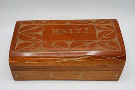 Cedar Wood Jewelry Trinket Box Haiti Inscribed - £65.23 GBP