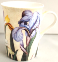 Stechcol Gracie Bone China Multicolor Iris Flowers Yellow Mug Coastal Im... - £14.77 GBP