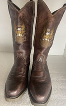Harley Davidson Cowboy Boots Mens 8 D Style 95261 Brown Embroidered Leather - $98.01