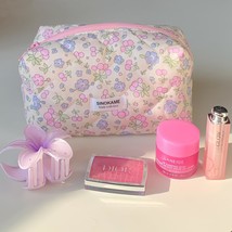  Aesthetic Makeup Bag Handmade Cute Quilted Floral Makeup Bag Washable D - £28.96 GBP