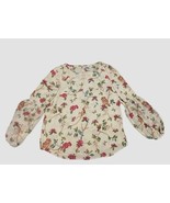 Disney Collection Lauren Conrad Blue Bird Floral Blouse W/Bubble Sleeves... - $21.29