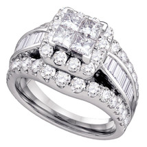 14kt White Gold Princess Diamond Halo Bridal Wedding Engagement Ring 3 Cttw - £3,787.18 GBP