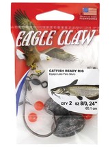 Eagle Claw Catfish Ready Rig Hook, Platinum Black, Size 8/0, 24”, Qty 2 - £5.98 GBP