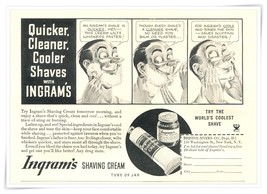 Print Ad Ingram&#39;s Shaving Cream Cooler Shaves 1935 1/2-Page Advertisement - $182.58 MXN