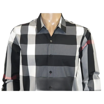 Men's Sports Shirt Clavi By Moderno Checker Plaid Long Sleeves CJLS-104 Black image 3