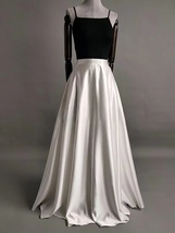 White Maxi Satin Skirt Outfit Women Custom Plus Size Maxi Satin Formal Skirt image 5