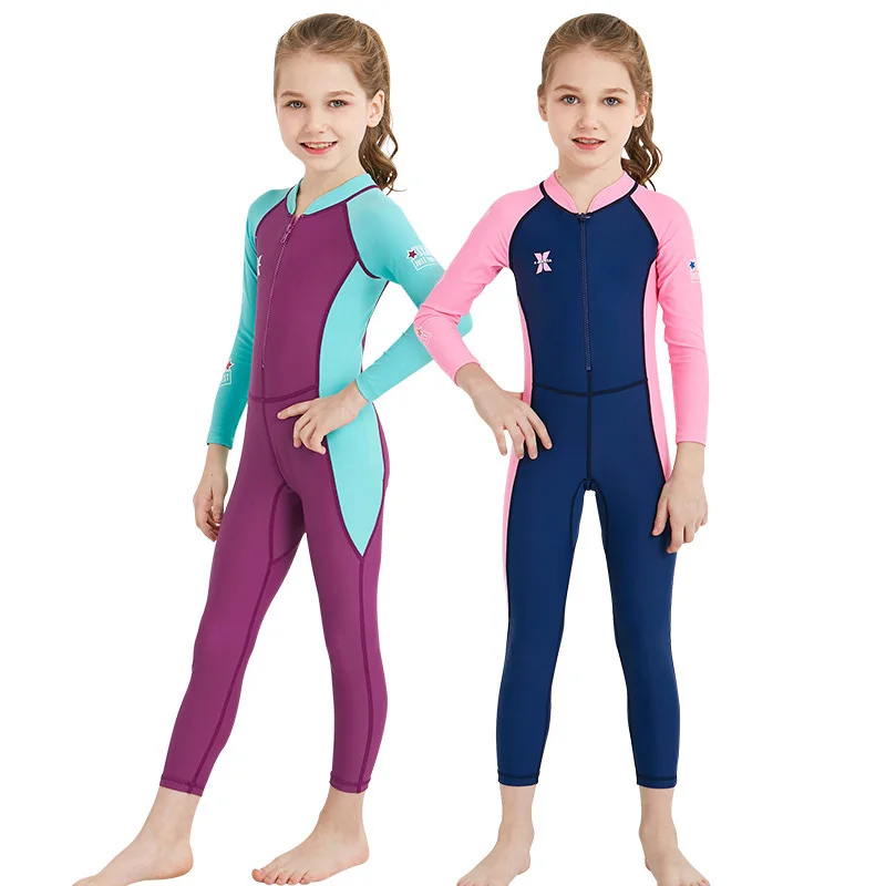 Sporting One-Piece Kids Swimsuit Long Sleeve Diving Suit Children Full Body Wets - £56.10 GBP