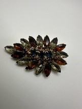 Antique Blue Orange Leaf Brooch 6.6cm - £39.56 GBP