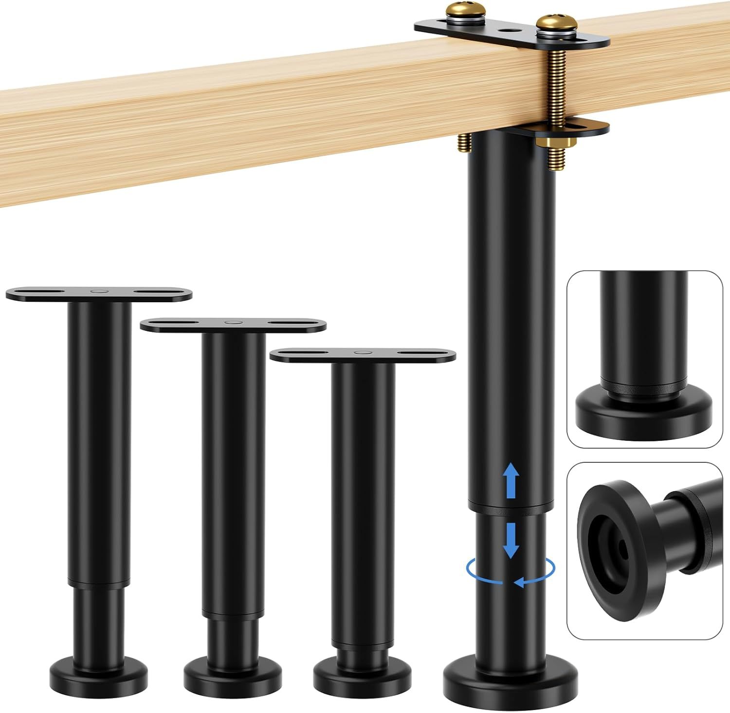 Set Of 4 Adjustable Bed Legs Replacement, Adjustable Metal Bed Frame Sup... - $41.97