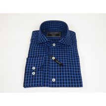 Men's Shirt Charles TYRWHITT 100% Cotton Cut-away Collar CHT-25 Navy Checker image 4