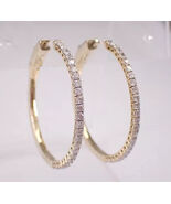 2.00 Ct Round Cut Simulated Diamond Women's Hoop Earrings 14k Yellow Gold Plated - $79.19
