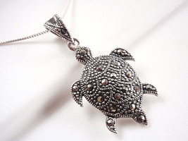 Marcasite Sea Turtle Pendant 925 Sterling Silver Corona Sun Jewelry ocean boat - $14.39