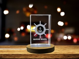 LED Base included | A Wheel of Voyages | Marine Wheel 3D Engraved Crystal - £31.51 GBP+