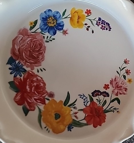 Pioneer Woman ~ BRILLIANT BLOOMS ~ 9" Stoneware ~ Pie Plate ~ Ruffled Edge Item image 4