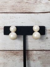 Vintage Clip On Earrings - Two Faux Pearls / Faux Pearl Duo 7/8&quot; - £8.81 GBP