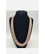23.00Ct Echt Moissanit 24mm 24 Miami Kuba Link 14K Rose Gold Überzogen S... - €899,44 EUR