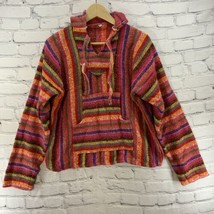 Hoodie Sweatshirt Womens Sz M Rasta Hippie Boho Pink Multicolored  - £23.79 GBP
