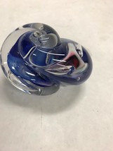 Rollin Karg Art Glass 3.5 Spiral Paperweight Conical  Signed cobalt Blue - £63.07 GBP