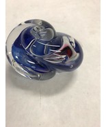 Rollin Karg Art Glass 3.5 Spiral Paperweight Conical  Signed cobalt Blue - £62.14 GBP