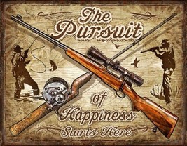 Pursuit Happiness Rustic Funny Hunt Hunting Cabin Man Cave Wall Decor Me... - $21.77