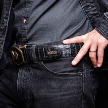 Iowa Genuine Caiman Skin Western Belt Black image 10