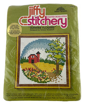 Jiffy Stitchery Cross Stitch Summer Flowers Kit 912 Sunset Designs 5x5 inch - £11.35 GBP