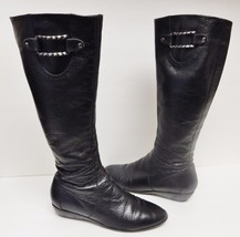 Cole Haan Air Boots Leather Riding Wedge Knee High Black Women&#39;s 6.5 B - £46.35 GBP