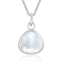 Elegant Waterdrops Faceted White Moonstone Sterling Silver Pendant Necklace - £12.49 GBP
