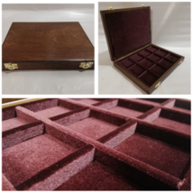 Box For Coins 12 Boxes 1 9/16x1 9/16in IN Wood And Velvet Italian Money ... - $79.01