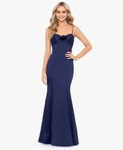 Blondie Nites Juniors&#39; Rosette Corset Gown Navy Size 9 $219 - £70.41 GBP