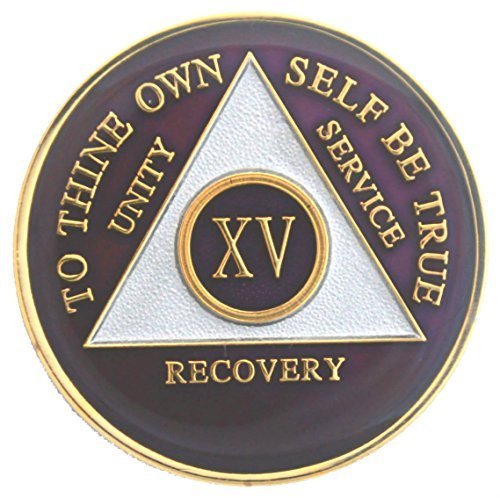 2 Year Purple Tri-Plate Alcoholics Anonymous Medallion- AA Sobriety Chip - $17.81