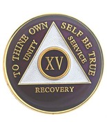 2 Year Purple Tri-Plate Alcoholics Anonymous Medallion- AA Sobriety Chip - $17.81