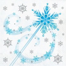 Snow Princess Swirls Wand Lunch Napkins 16 Pack Winter Party Decoration - £12.61 GBP