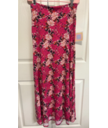 LULAROE M Pink &amp; Fuschia Floral Floor Length Maxi Skirt NEW - $14.85