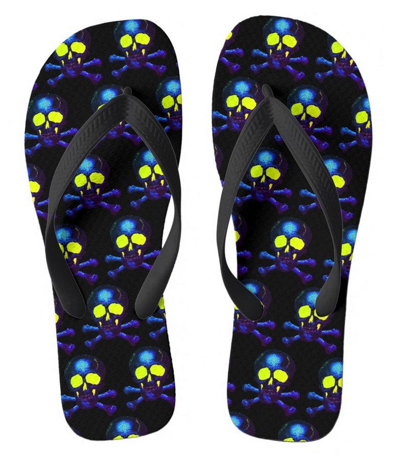 Pirate Ghost Skulls Cobalt Nightmare PREMIUM  Flip Flops - Wide Straps - Men's