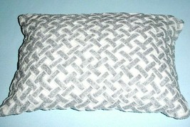 Sferra Decorative Applique Accent Pillow Grey White Diagonal Lines 12X18... - $24.90