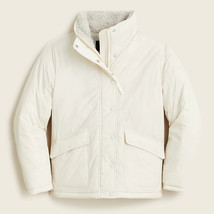 J.Crew Sz M Womens Sherpa Lined Puffer Jacket Mountain White Coat Primaloft $248 - $74.24