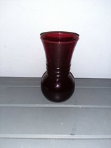 Vintage Anchor Hocking Royal Ruby Red Flower Vase 6&quot; Classic  - £7.53 GBP