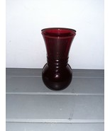Vintage Anchor Hocking Royal Ruby Red Flower Vase 6&quot; Classic  - £7.65 GBP