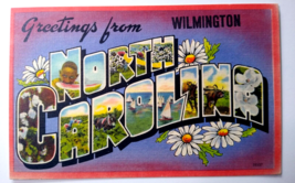 Greetings From Wilmington North Carolina Large Big Letter Linen Postcard... - $19.80