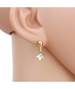 Petite Gold Tone Clover Earrings With Faux Mother of Pearl Inlay - $31.42 CAD