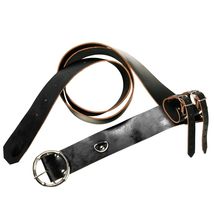 Munetoshi Black Genuine Leather Sword Belt Frog Hanger Baldric Renaissance Costu - £31.90 GBP