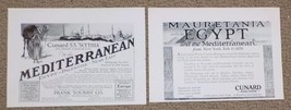 Lot of 2- 1920s/30s CUNARD LINE Print Ads SS Scythia &amp; SS Mauretania B1E - £3.94 GBP