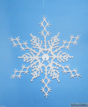 WHITE 6.5&quot; Glittered Plastic Snowflake Ornaments 6 pieces - $6.00