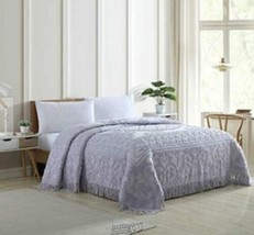 Medallion Chenille Bedspread Lavender Double \ Full 100% cotton mattress 54&quot;x75&quot; - £59.85 GBP